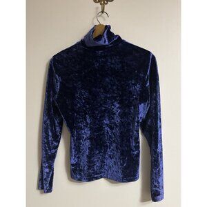 Women Velvet Turtleneck Long Sleeve Top Size M Purple Whimsigoth 90's